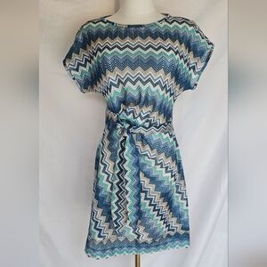 Chevron Swim Cover up with Tie Belt